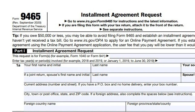 IRS form 9465